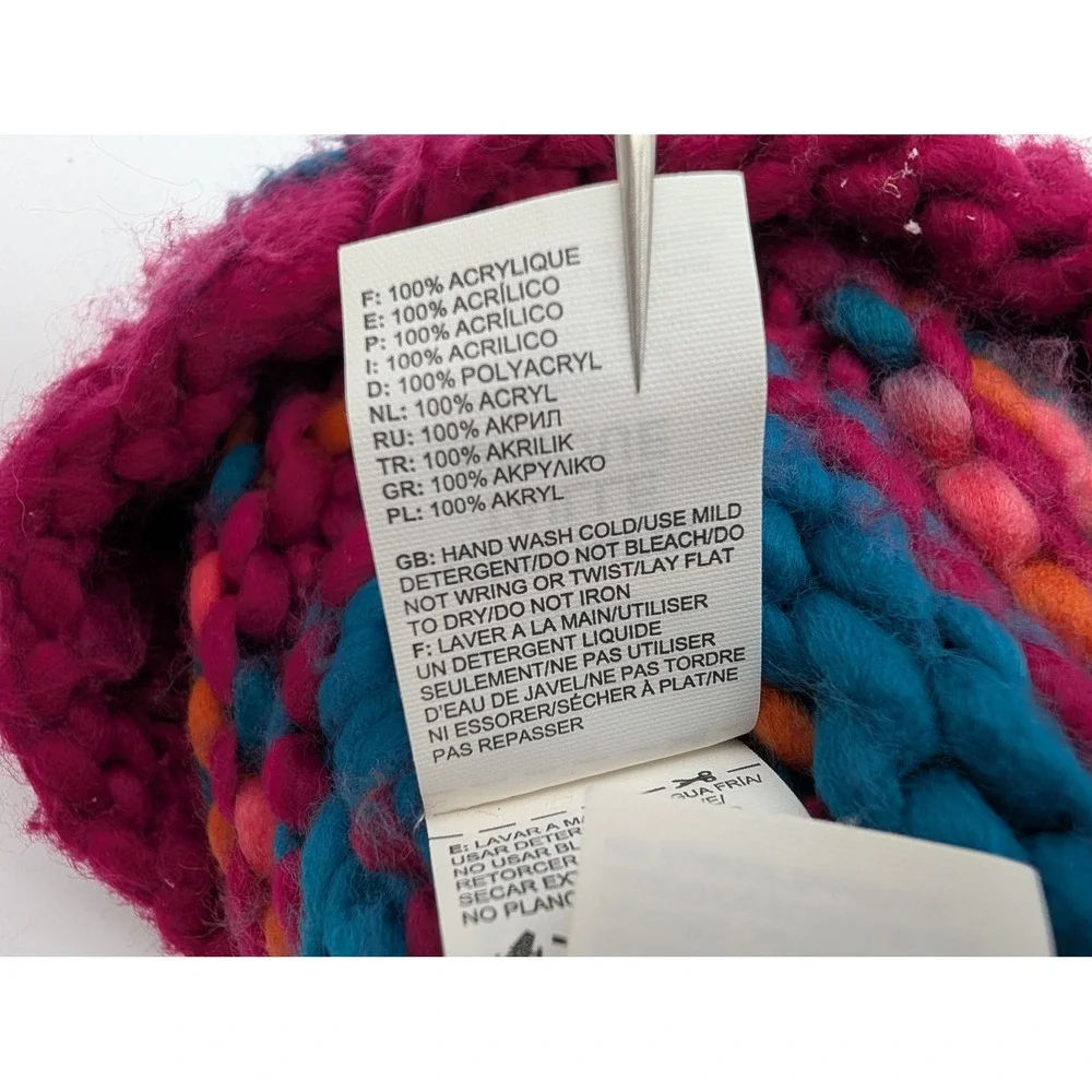 The North Face Chunky Knit Pom Beanie Hat Pink Blue Orange QD 984543 OS